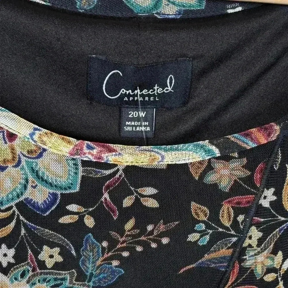 NWT Connected Apparel Chiffon Long Sleeve‎ Floral Midi Shift Dress Size 20W - Picture 4 of 6